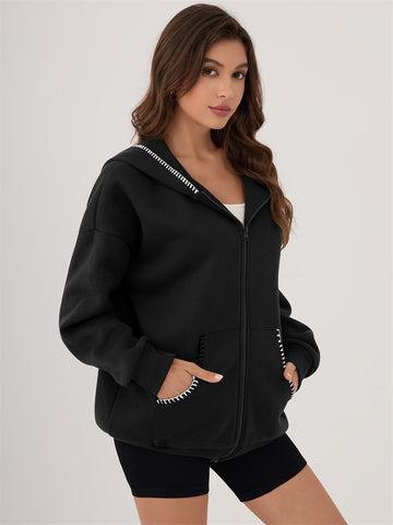ZAFUL Women's Zip Up Hoodie Long Sleeve Sweatshirt Fall Outfit