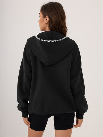 ZAFUL Women's Zip Up Hoodie Long Sleeve Sweatshirt Fall Outfit