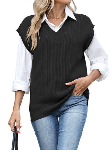 ZAFUL Womens V Neck Sweater Vest Sleeveless Tank Top Pullover