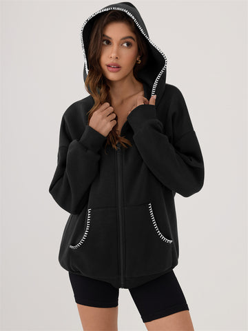 ZAFUL Women's Zip Up Hoodie Long Sleeve Sweatshirt Fall Outfit