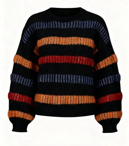 Striped Crewneck Knit Sweater