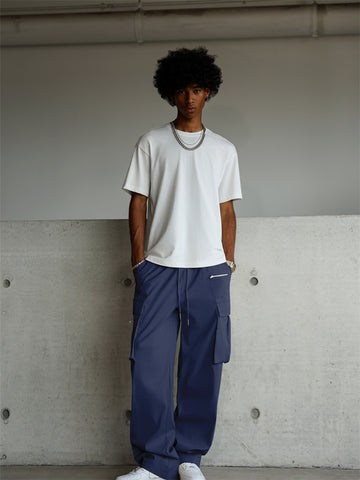 ZAFUL Men's Casual Cargo Pants Drawstring Elastic Waist Pants Loose Fit Joggers with Zip Pockets for Streetwear