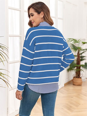 ZAFUL Women's Striped Long Sleeve Sweater Casual Top