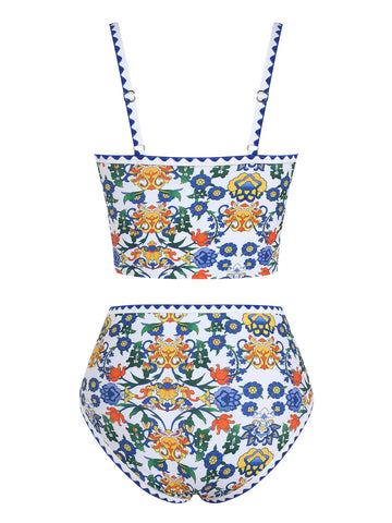 ZAFUL Women's High-Waisted Color Block 2 Piece Swimsuit