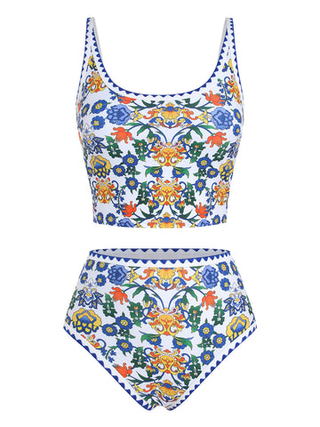 ZAFUL Women's High-Waisted Color Block 2 Piece Swimsuit