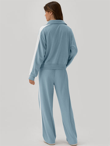 ZAFUL Womens 2 Piece Outfits Lounge Set Sweatsuit Long Sleeve Tracksuit for Travel Airport Casual outfits-AMZ