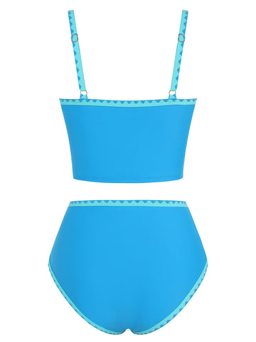 ZAFUL Women's High-Waisted Color Block 2 Piece Swimsuit