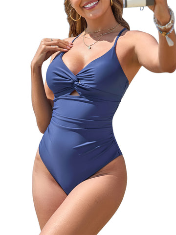 ZAFUL Women's One Piece Swimsuits Cut Out Tummy Control Twist Front Bathing Suit-AMZ