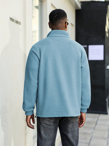 ZAFUL Men's Fluffy Polar Fleece Sweatshirt Half Zip Unisex Hoodie