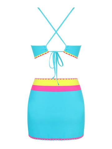 ZAFUL Women's V-Neck Bikini Set with Skirt 2 Piece Swimsuit Tummy Control Bathing Suit