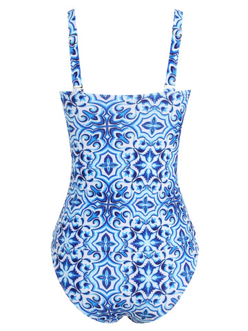 ZAFUL Women's Tummy Control Tankini Two Piece High Waisted Bathing Suits Full Coverage Bikini Bottoms