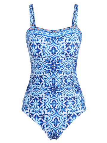 ZAFUL Women's Tummy Control Tankini Two Piece High Waisted Bathing Suits Full Coverage Bikini Bottoms