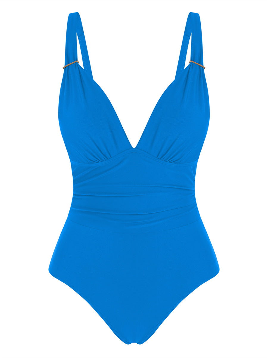 ZAFUL Women's Tummy Control One Piece Swimsuit V Neck Bathing Suit