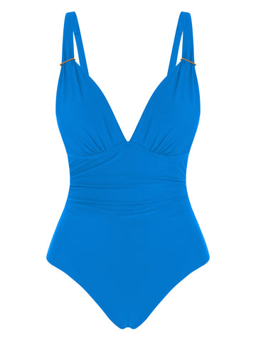 ZAFUL Women's Tummy Control One Piece Swimsuit V Neck Bathing Suit