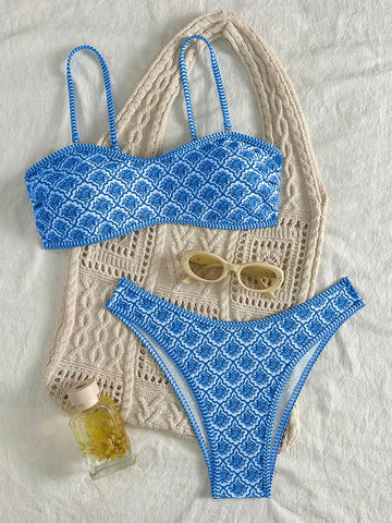 ZAFUL Women's Strapless Bandeau High Cut Bikini Set-AMZ