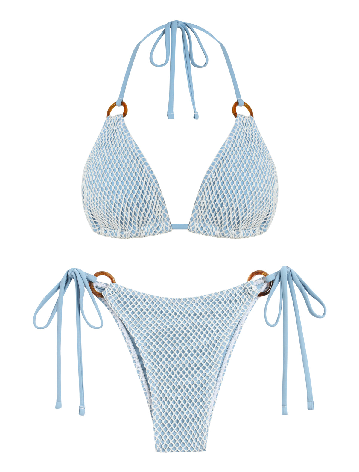 ZAFUL Retro Knit Pattern Triangle Bikini Set
