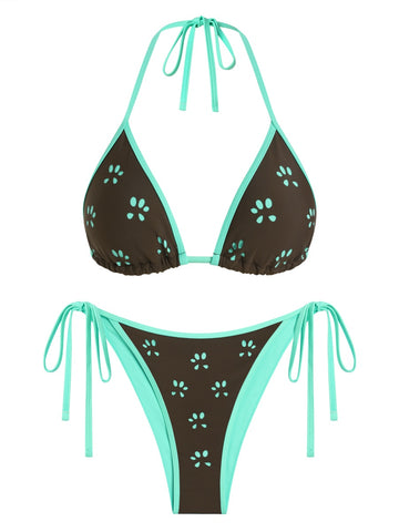 ZAFUL Bikini Set for Women Bathing Suit High Waisted Triangle V Neck Two Pieces Swimsuit