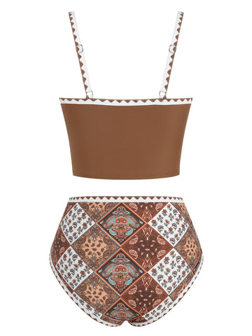 ZAFUL Women's High-Waisted Color Block 2 Piece Swimsuit