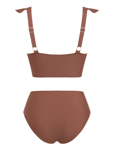 V Neck Tummy Control Two Piece Swimsuit