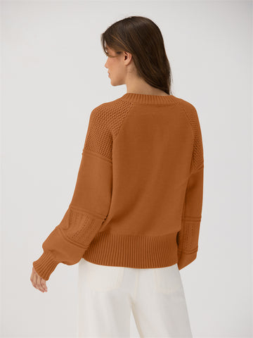 ZAFUL Women's Sweater Fall Trendy Long Sleeve V Neck Loose Casual Tunic Tops