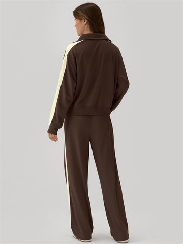 ZAFUL Womens 2 Piece Outfits Lounge Set Sweatsuit Long Sleeve Tracksuit for Travel Airport Casual outfits-AMZ