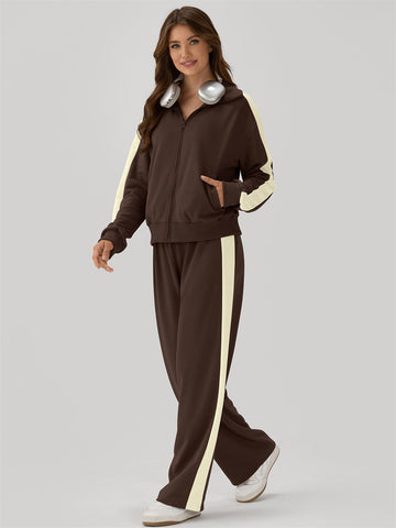 ZAFUL Womens 2 Piece Outfits Lounge Set Sweatsuit Long Sleeve Tracksuit for Travel Airport Casual outfits-AMZ