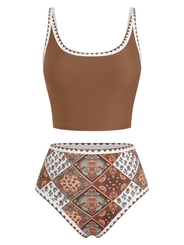 ZAFUL Women's High-Waisted Color Block 2 Piece Swimsuit