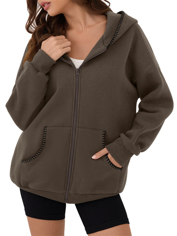 ZAFUL Women's Zip Up Hoodie Long Sleeve Sweatshirt Fall Outfit
