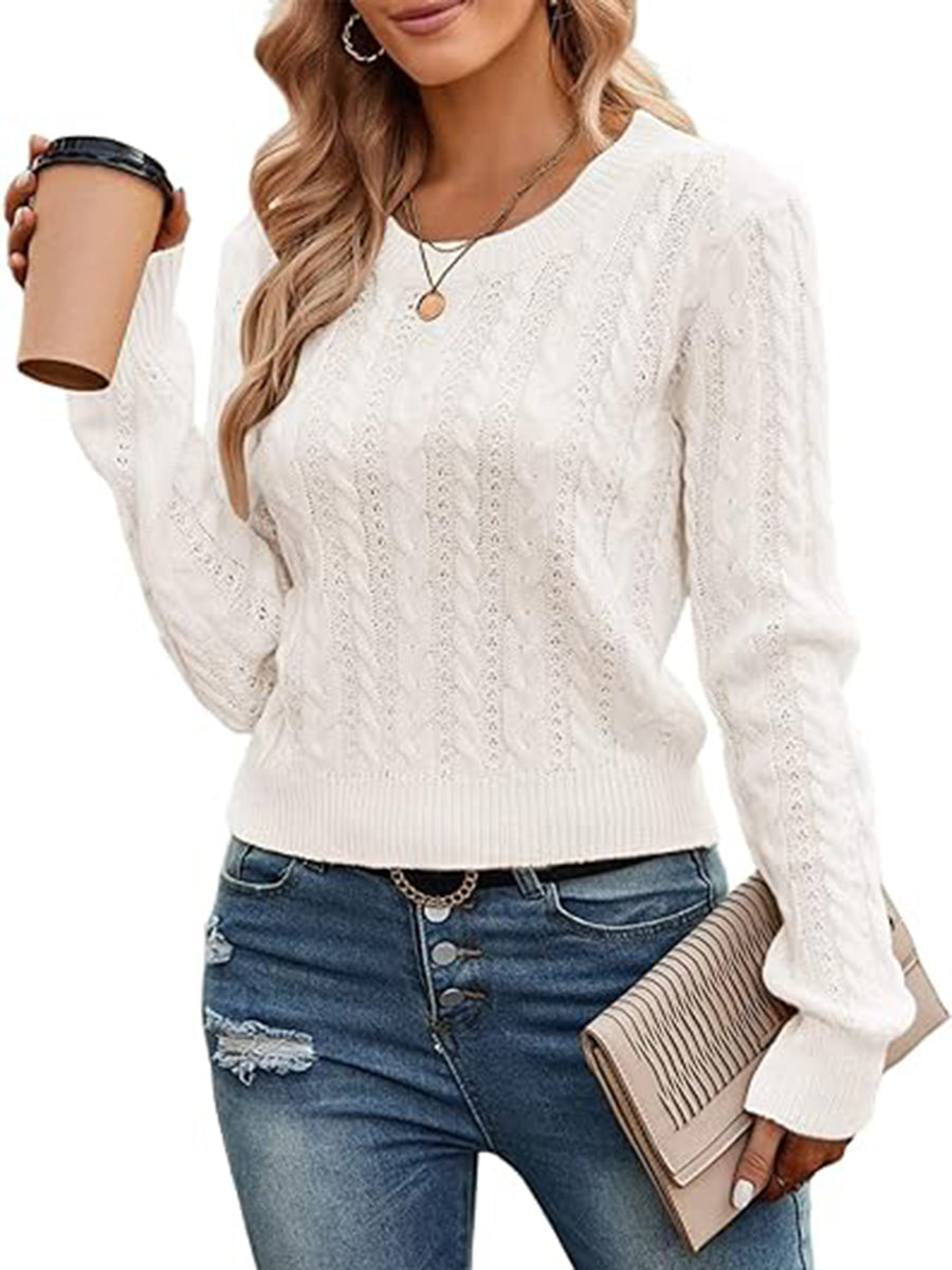 Cable-Cropped-Sweater-White