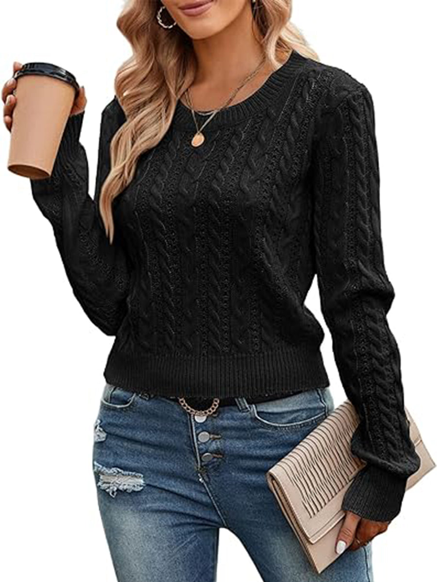 Cable-Cropped-Sweater-Black