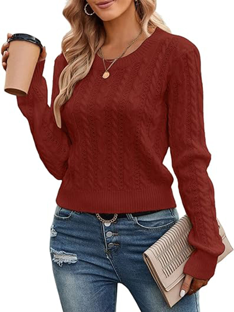 Cable-Cropped-Sweater-Brick Red