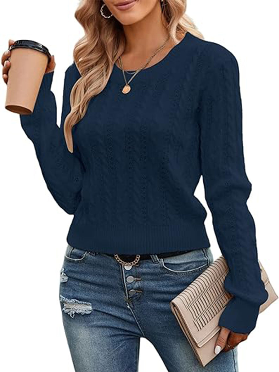 Cable-Cropped-Sweater-Deep Blue