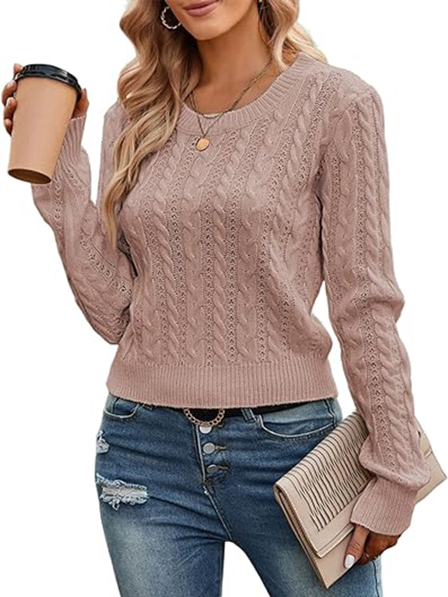 Cable-Cropped-Sweater-Pink