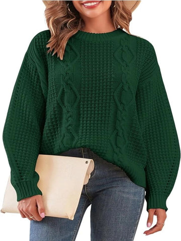 Cable-Knit-Sweater-Deep Green