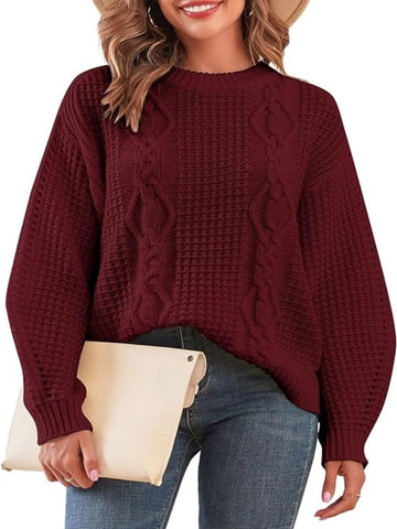 Cable-Knit-Sweater-wine red