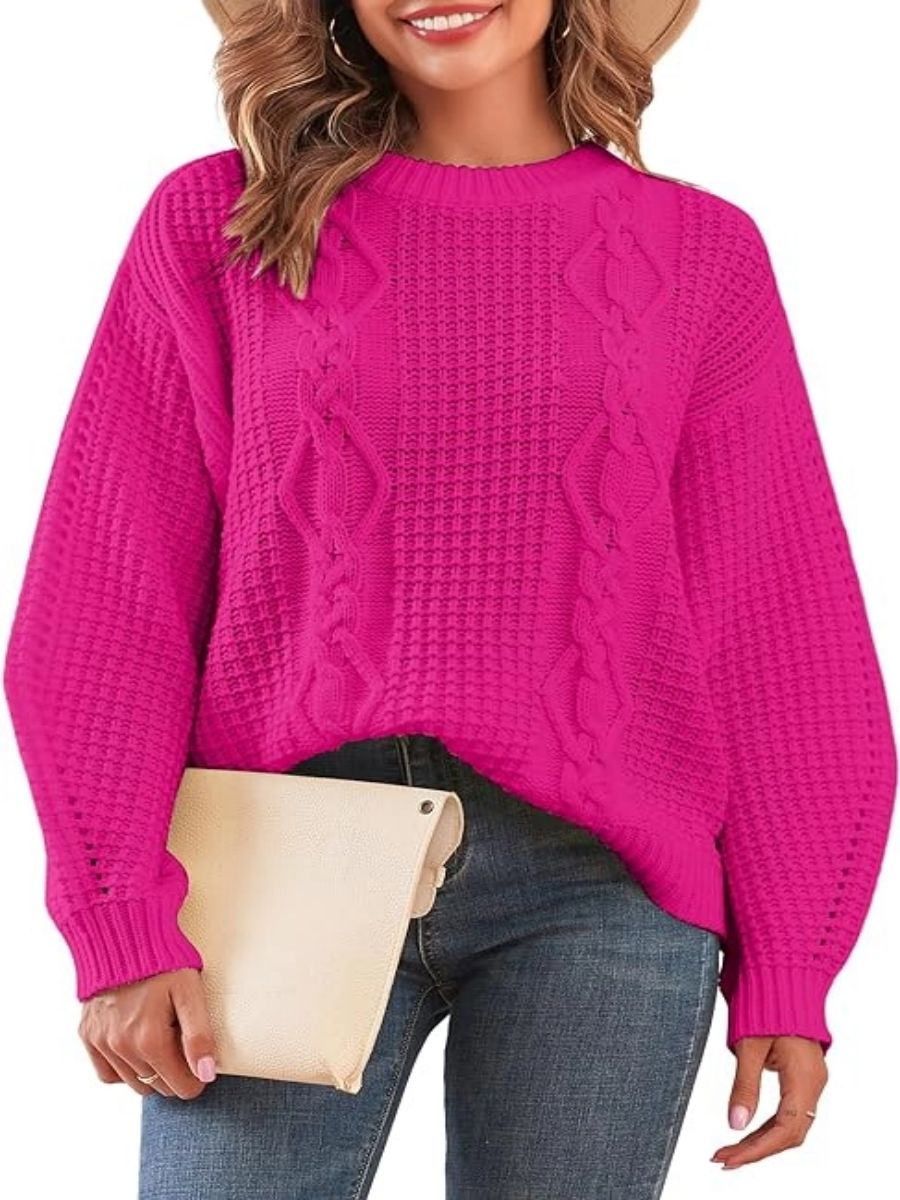 Cable-Knit-Sweater-rose red