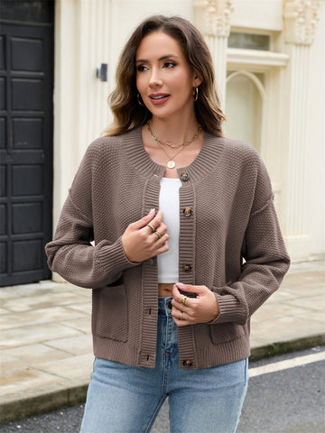 ZAFUL Cardigan Sweater for Women with Pockets Button Down Cropped Cardigan