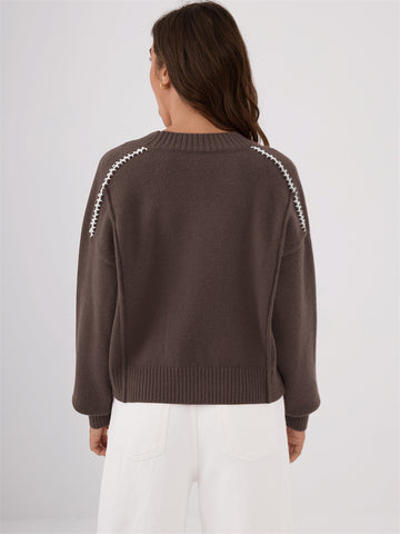 ZAFUL Women's Knit Sweaters Casual Long Sleeve Crewneck Loose Fit Pullover Sweater Winter Jumper Tops