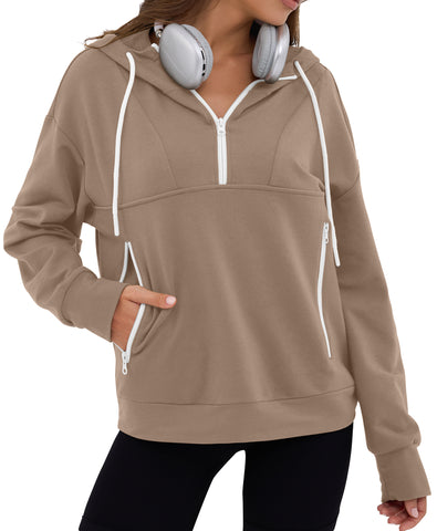 ZAFUL Women's Half Zipper Hooded Sweatshirt