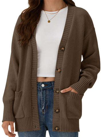 ZAFUL Women's Cardigan Trendy Button down Knit Sweaters Open Front Fall Casual Outerwear-AMZ