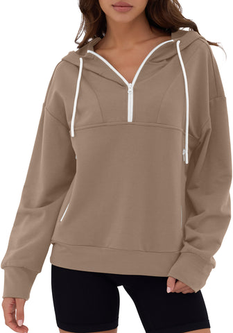 ZAFUL Women's Half Zipper Hooded Sweatshirt