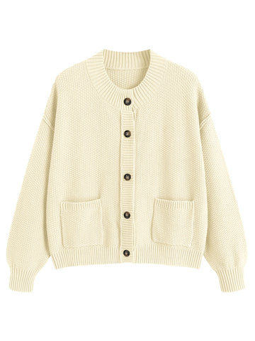 ZAFUL Cardigan Sweater for Women with Pockets Button Down Cropped Cardigan