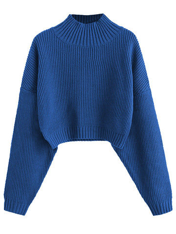 Cropped-Turtleneck-Sweater-Royal Blue