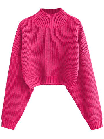 Cropped-Turtleneck-Sweater-Rose Red
