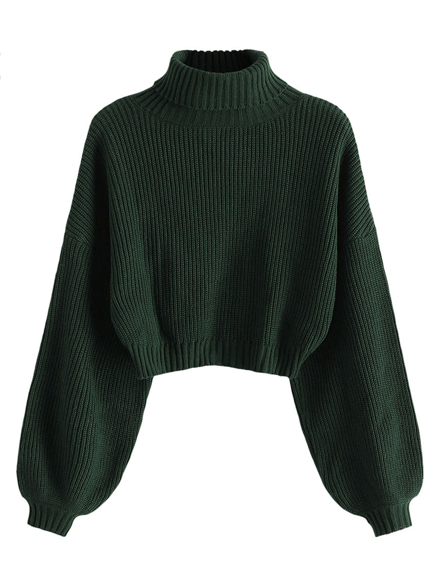 Cropped-Turtleneck-Sweater-Green