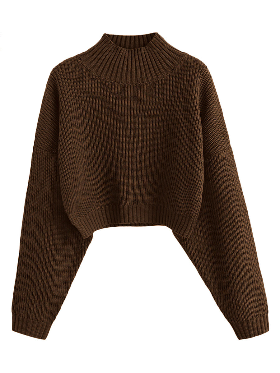 Cropped-Turtleneck-Sweater-Deep Brown