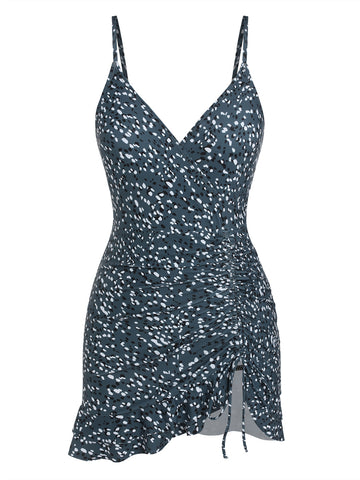 ZAFUL Women's One Piece Swim Dress Tummy Control Bathing Suit Adjustable Straps Swimdress