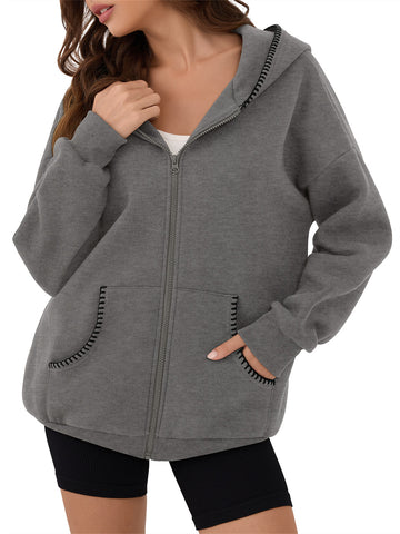 ZAFUL Women's Zip Up Hoodie Long Sleeve Sweatshirt Fall Outfit
