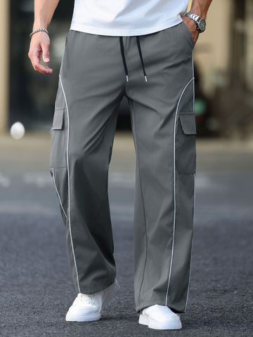 Drawstring Elastic Waist Parachute Cargo Sweatpants