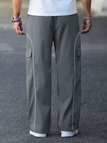 Drawstring Elastic Waist Parachute Cargo Sweatpants